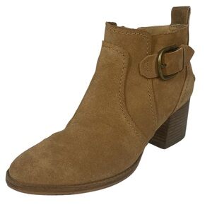 UGG Leahy Suede Leather Heeled Ankle Boots Womens 9.5 Brown Chestnut Booties